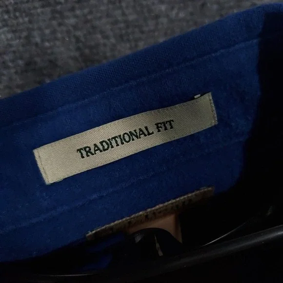 L.L. Bean Shirt Mens 2XL Blue Flannel Chamois Cloth Long Sleeve Shacket Heavy - Picture 6 of 13